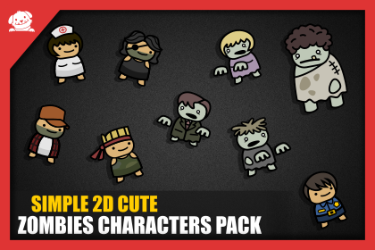 Simple 2D Cute Zombies Characters 简约2D可爱僵尸角色