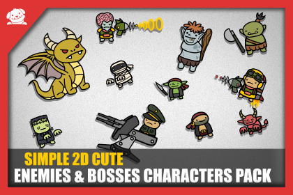 Simple 2D Cute Enemies & Bosses Characters 简约 2D 可爱敌人与 Boss 角色包