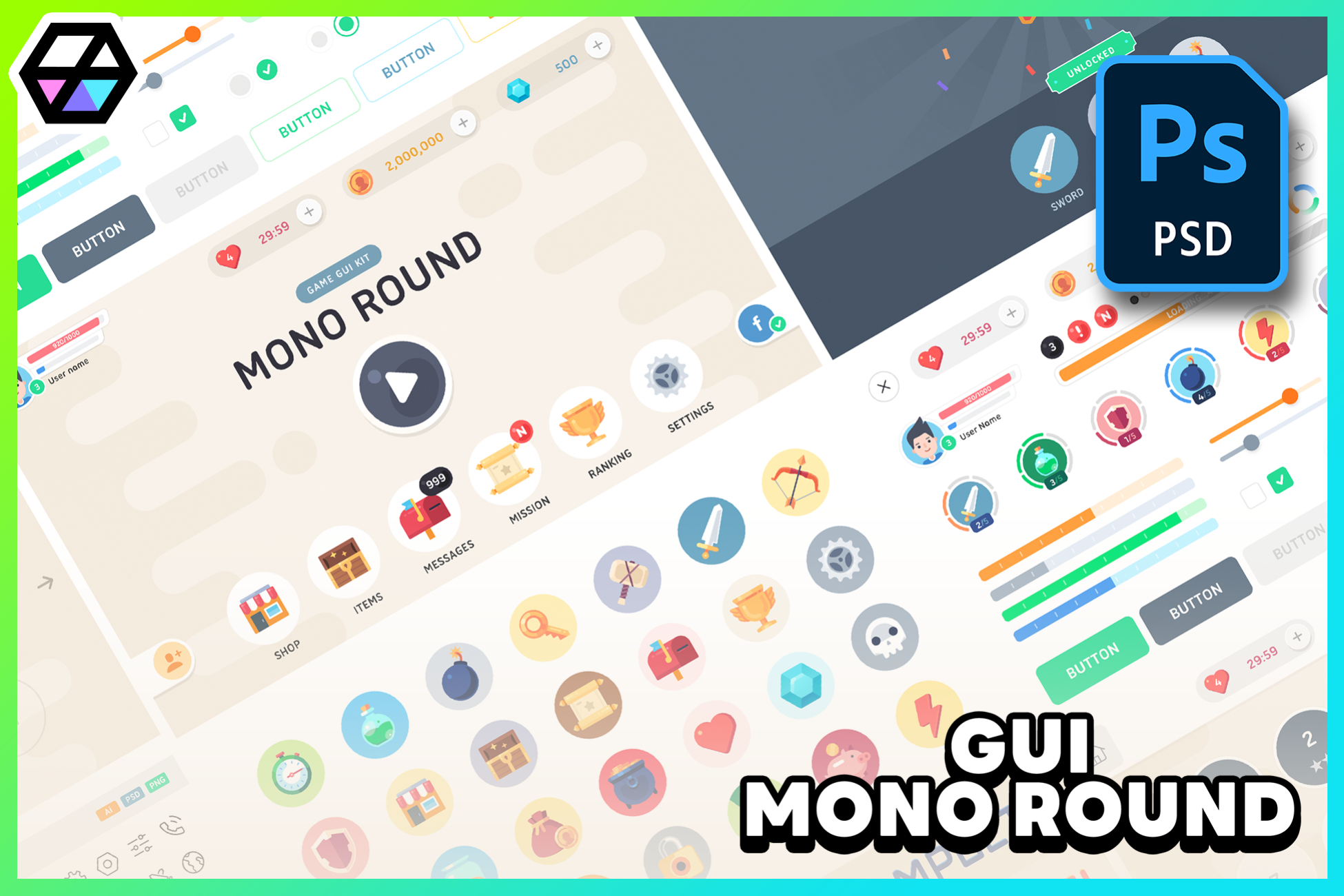 Round Gui GUI - Mono Round | 2D GUI | Unity 中国资源商店