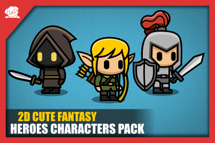 2D Cute Fantasy Heroes (With Source) 2D 可爱奇幻英雄角色（含源文件）