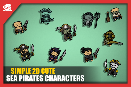 Simple 2D Cute Sea Pirate Characters 简约 2D 可爱海盗角色包