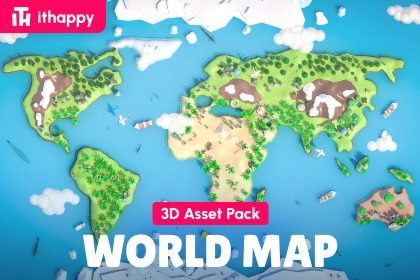 世界地图 - 低多边形3D模型资源包