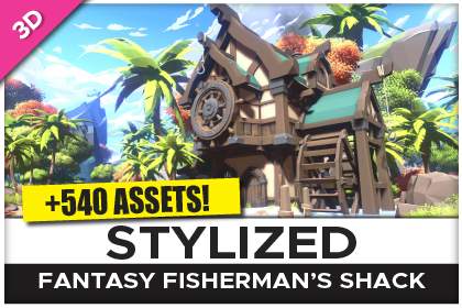 STYLIZED Fantasy Fisherman's Shack - Low Poly 3D Art