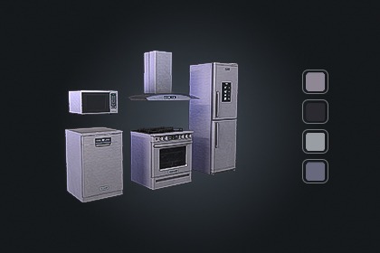 Kitchen Pack V1（厨房套装）– 厨房电器 | 游戏就绪 PBR | 兼容 Built-in 与 URP