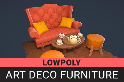Lowpoly Art Deco Furniture - 低多边形装饰艺术家具