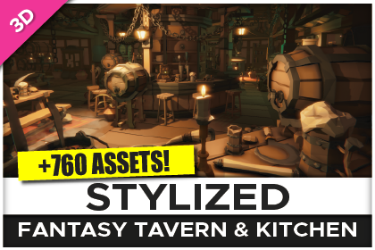 STYLIZED Fantasy Tavern & Kitchen - Low Poly 3D Art