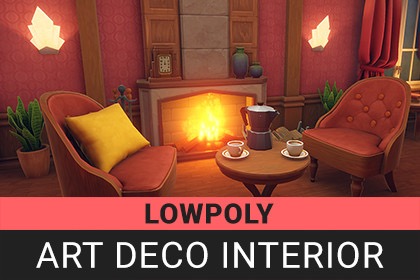 Lowpoly Art Deco Interior - 低多边形装饰艺术室内场景
