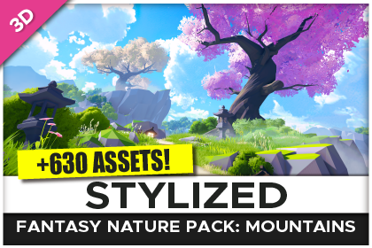STYLIZED Fantasy Nature Pack: Mountains - Low Poly 3D Art