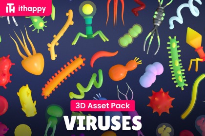 微生物 - 低多边形3D模型资源包
