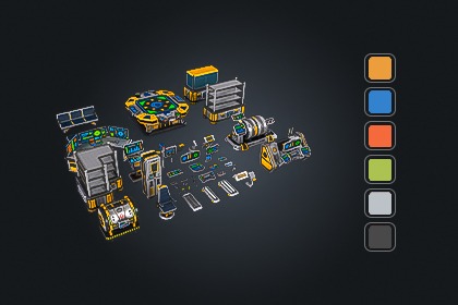 SCI-FI Modular Pack V1（科幻模块化组合包）– 未来科技模块化场景 | 游戏就绪 PBR | 兼容 Built-in 与 URP
