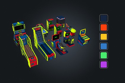 Arcade Pack V1（街机组合包）– 游戏合集 | 游戏就绪 PBR | 兼容 Built-in 与 URP