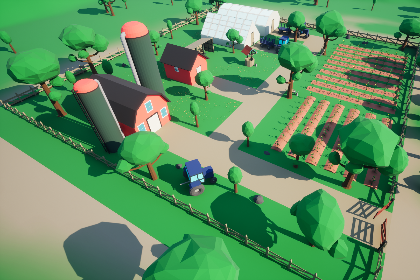 3D 低多边形农场 [桌面和移动端] 3D Low Poly Farm [Desktop & Mobile]