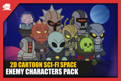 2D Cartoon Sci-Fi Space Enemy Characters (2D 卡通科幻太空敌人角色)