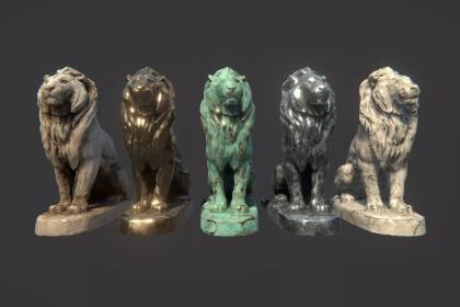 坐姿狮子雕像 | Sitting Lion Statue