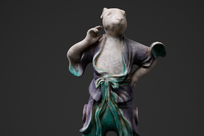 清康熙彩釉瓷像 纽约大都会博物馆