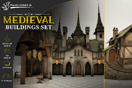 中世纪3D建筑套装 (Medieval 3D Buildings Set)