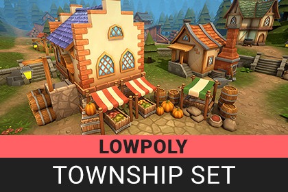 Lowpoly Township Set - 低多边形小镇资源包