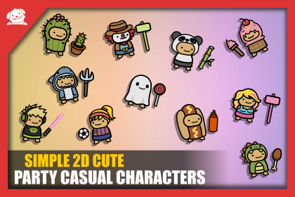 Simple 2D Cute Party Casual Characters 简约 2D 可爱派对休闲角色包