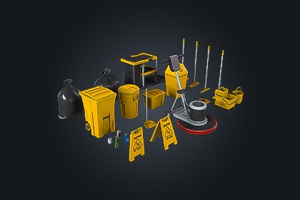 Commercial Cleaning Pack V1（商业清洁包）– 设备  | 游戏就绪 PBR | 兼容 Built-in 与 URP