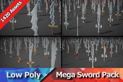 Low Poly 模块化低多边形剑武器资源包（1200+剑 & 组件）