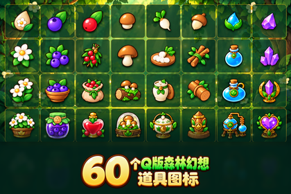 60个Q版森林幻想道具图标