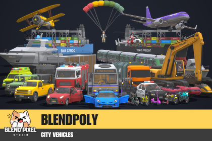 BlendPoly 城市载具 - 低多边形资源包