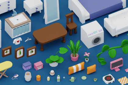 卡通风格家具及家庭用品免费资源包-（Interiors FREE - Cozy Cartoon Pack）