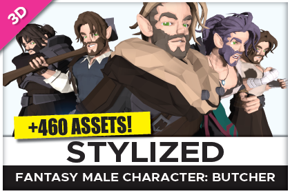 STYLIZED Fantasy Male Character: Butcher - Poly 3D Art