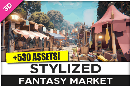 STYLIZED Fantasy Market - Low Poly 3D Art
