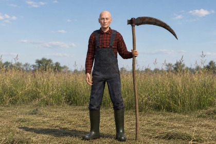 Farmer with scythe