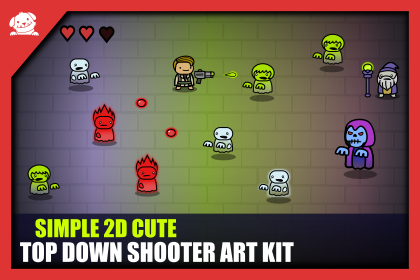 Simple 2D Cute Top Down Shooter Art Kit 简约 2D 可爱俯视角射击游戏美术资源包