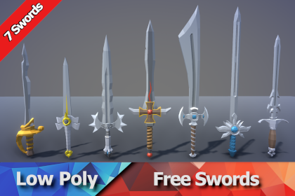 Low Poly 免费低多边形剑类资源包 (Free Modular Swords)