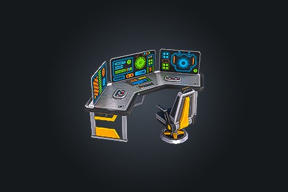 SCI-FI PC Desk V1（科幻电脑桌）– 未来科技电脑 | 游戏就绪 PBR | 兼容 Built-in 与 URP