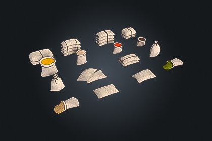 Jute Sack Pack V1（黄麻袋组合包）– 麻布袋与储存道具 | 游戏就绪 PBR | 兼容 Built-in 与 URP