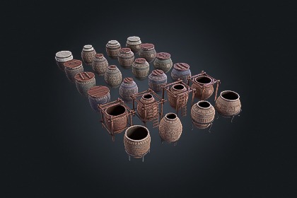 Ancient Egyptian Vessels V1（古埃及器皿）– 陶器与历史道具 | 游戏就绪 PBR | 兼容 Built-in 与 URP