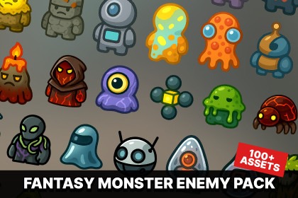 Monster Enemy Pack 奇幻 外星 史莱姆植物 火岩 元素 Mutants