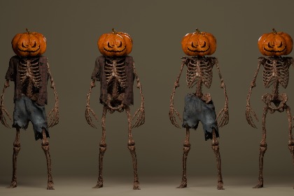 Scarecrow Pumpkin Halloween Skeleton