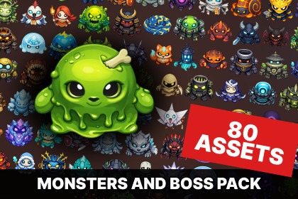 适用于 RPG 策略游戏的塔防元素地下城怪物 Boss 图标包