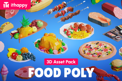 多边形美食 - 低多边形3D模型资源包