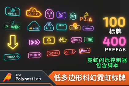 低多边形科幻霓虹标牌 / Cosmic Retro