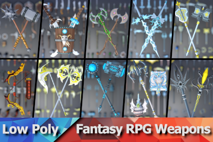 Low Poly 终极低多边形奇幻RPG武器资源包（900+武器）(RPG Weapons Pack) 