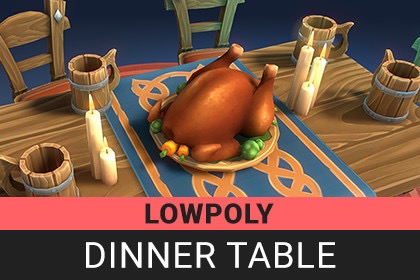 Lowpoly Dinner Table - 低多边形餐桌