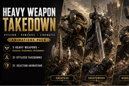 Heavy Weapon Takedown Animations – Greataxe, Greatsword & Warhammer Pack