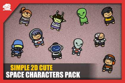 Simple 2D Cute Space Characers  简约 2D 可爱科幻太空角色