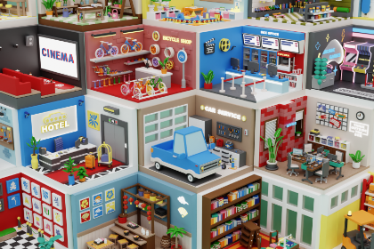卡通风格行业主题商铺房间及内饰合集3（Cozy Cartoon Profession Rooms Interior 3）