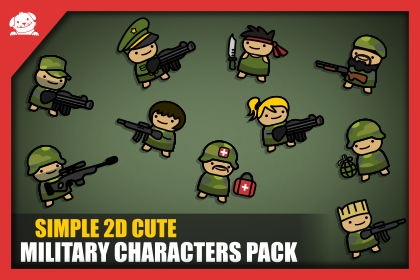 Simple 2D Cute Military Characters (简约 2D 可爱军事角色包)