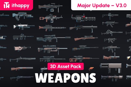 武器 - 低多边形3D模型资源包